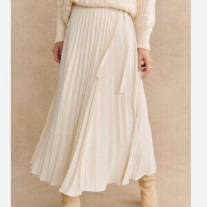 Sezane Dila Ivory Pleated Maxi Skirt size 46